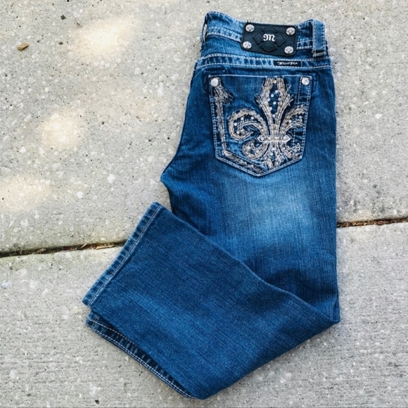 MISS ME FLEUR DE LIS CAPRI JEANS 28 crop - Picture 5 of 5